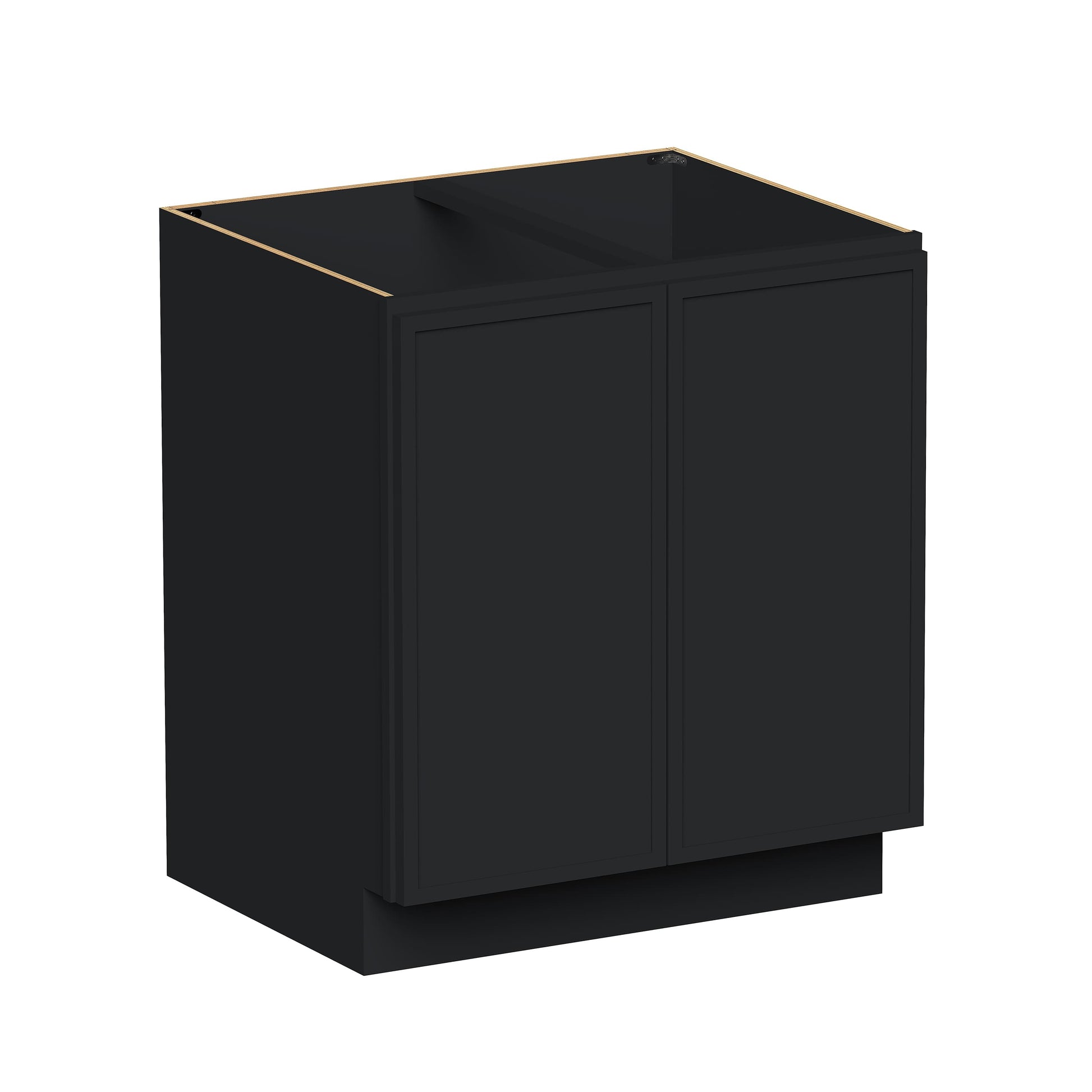 Slim Ebony Black Shaker RTA 24"-36"W x 34.5"H x 24"D 5-Size Full Height Door Base Cabinet with 2 Doors