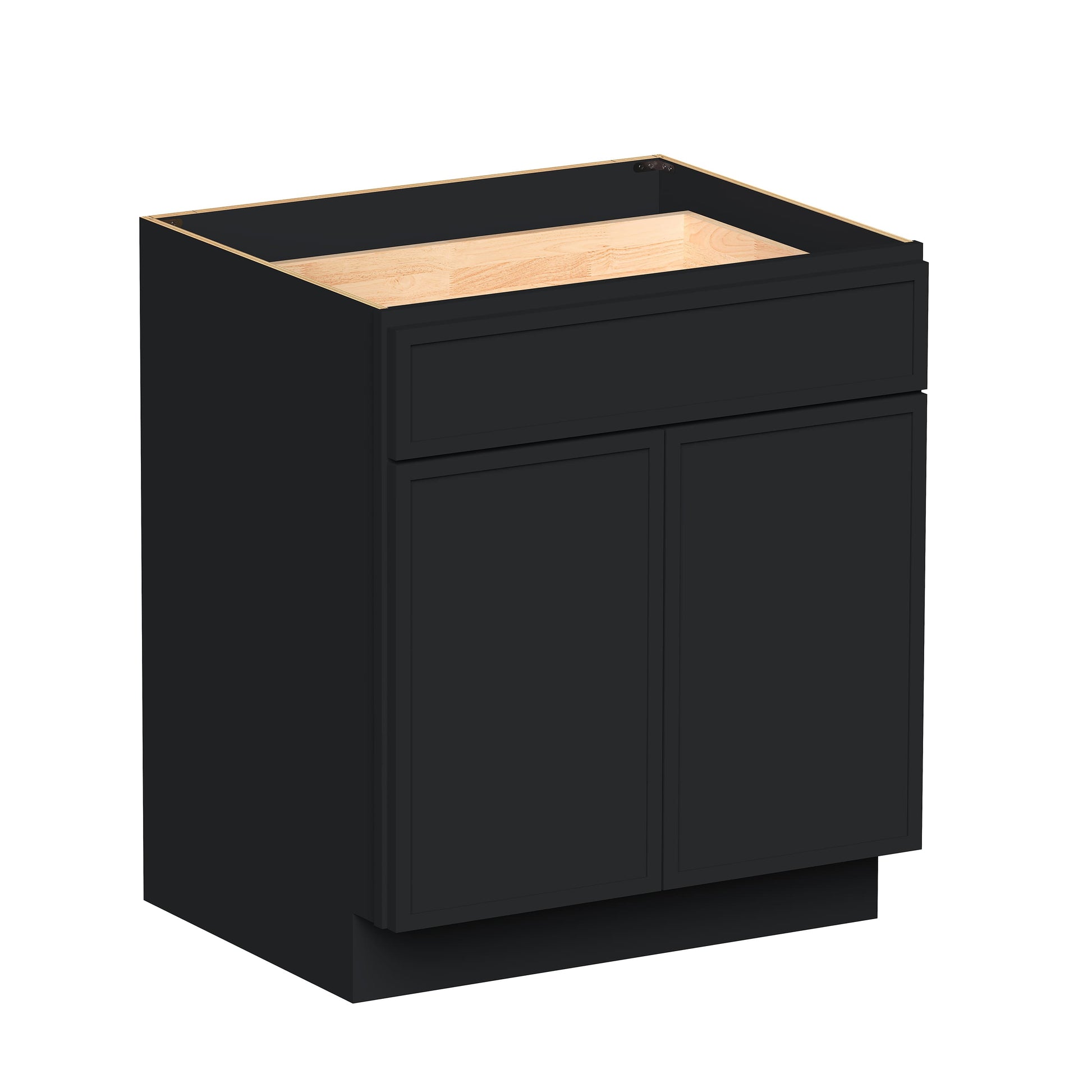 Slim Ebony Black Shaker RTA 24"/27"/30"W x 34.5"H x 24"D Standard Base Cabinet with 1 Drawer and 2 Doors