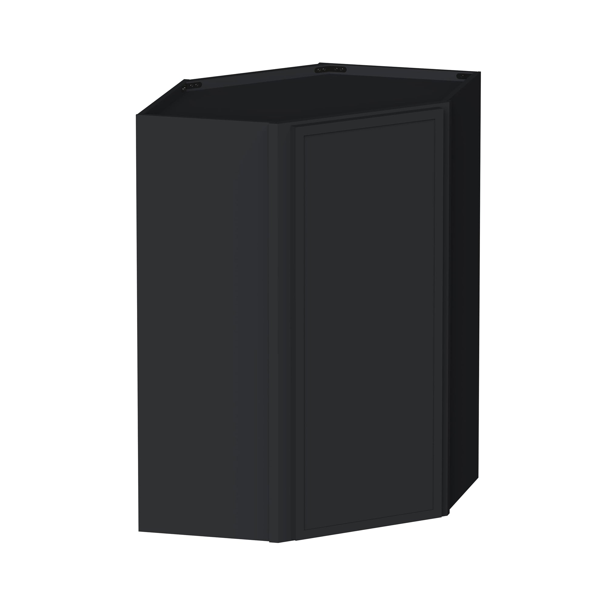 Slim Ebony Black Shaker RTA 24"W x 18"/30"/36"/42"H x 12"D Diagonal Corner Wall Cabinet