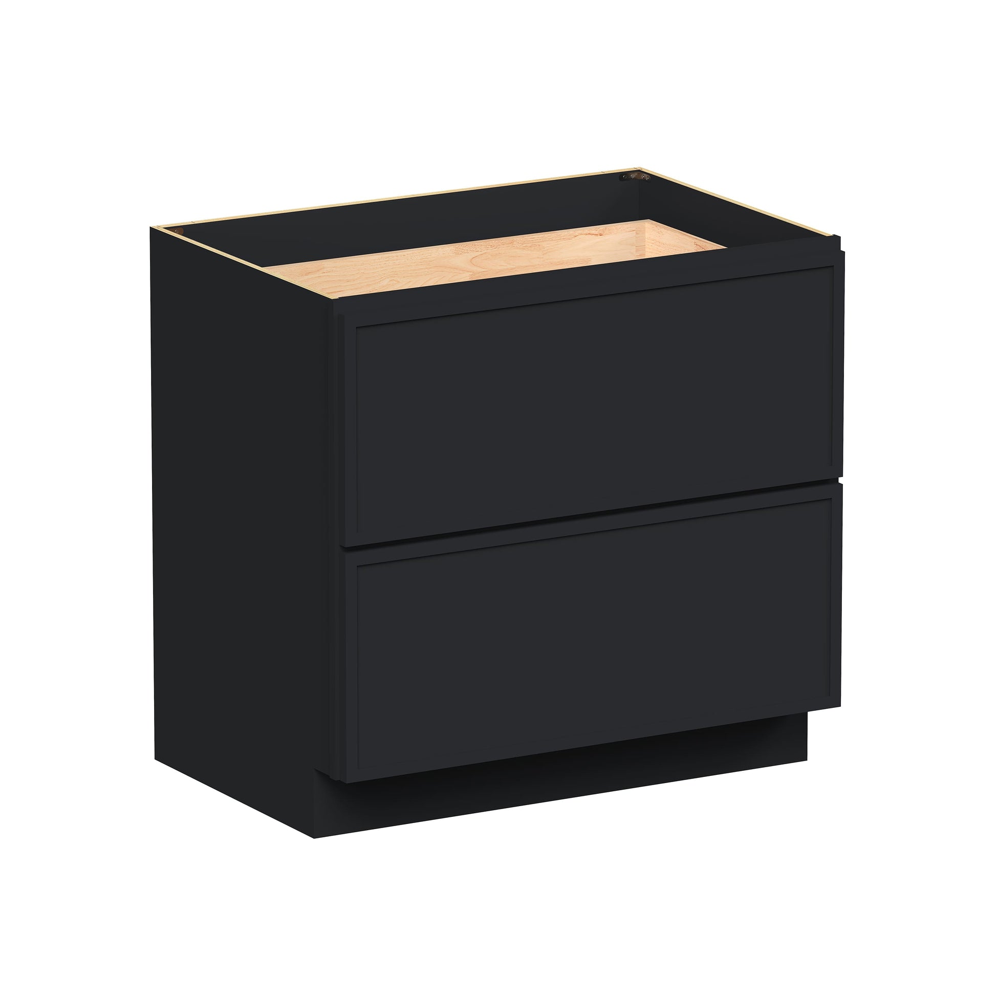 Slim Ebony Black Shaker RTA 30"/33"/36"W x 34.5"H x 24"D Drawer Base Cabinet with 2 Drawers