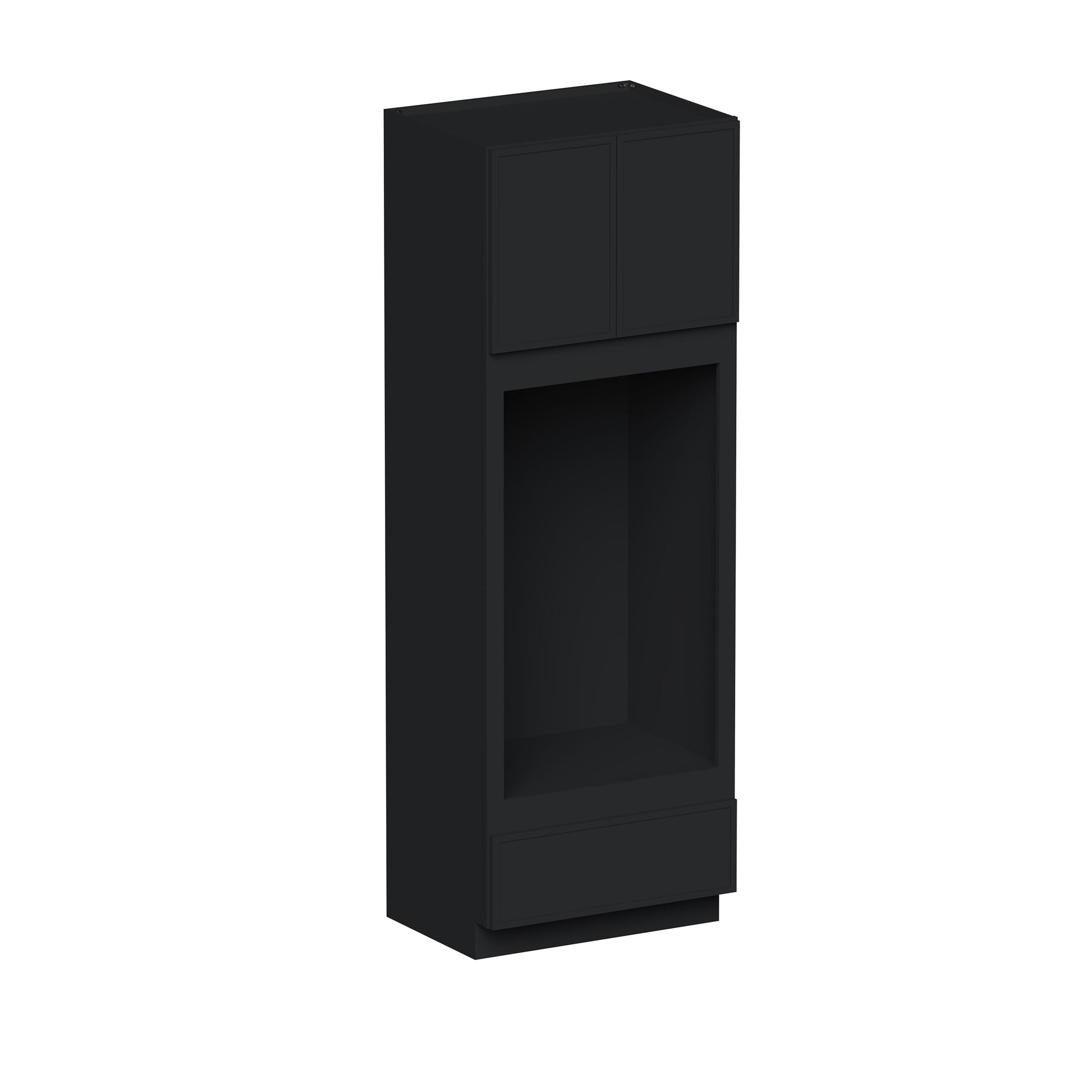 Slim Ebony Black Shaker RTA 33"W x 84"/90"/96"H x 27"D Double Oven Cabinet with 1 Drawer and 2 Doors