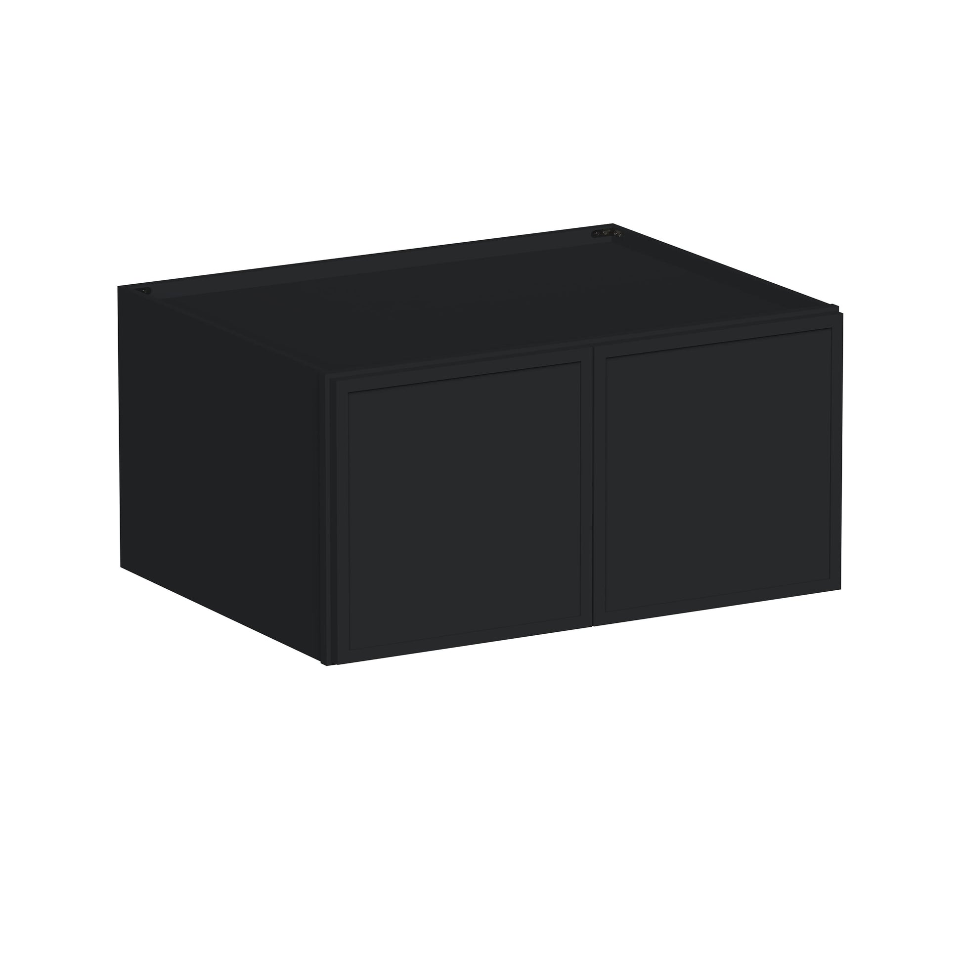 Slim Ebony Black Shaker RTA 36"W x 12"/15"/18"/24"H x 27"D Deep Wall Cabinet with 2 Doors