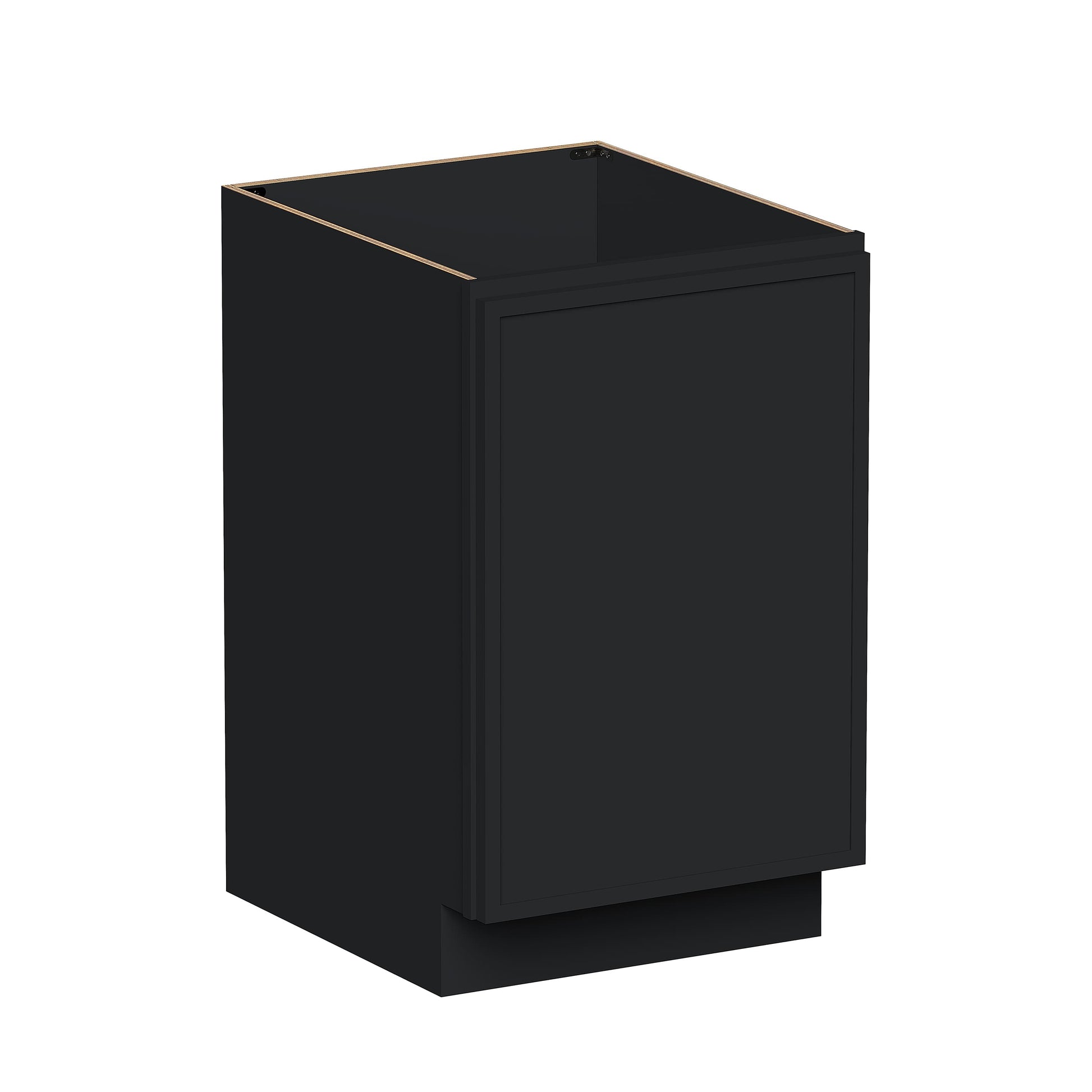 Slim Ebony Black Shaker RTA 9"/18"/21"W x 34.5"H x 24"D Full Height Door Base Cabinet with Single Door