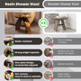 Translucent Resin Arched Solid Surface Bathroom Shower Bench in Glossy Smoke Black/Amber