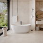 63" Freestanding Solid Surface Stone Bathtub with Symmetrical Moon Design - Crescent