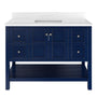 CASAINC 48 x 22 x 35.4 in. Solid Wood Navy Blue Bath Vanity with Carrara White Marble Countertop (No/With Mirror)