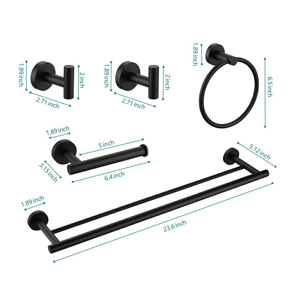 5 Piece Bathroom Towel Rack Set Wall Mount