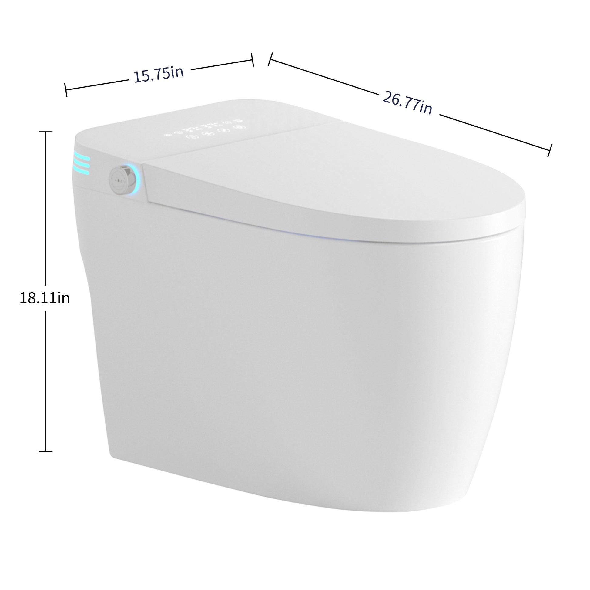 Modern Tankless Smart Toilet with Built-In Bidet Seat & Heated Seat