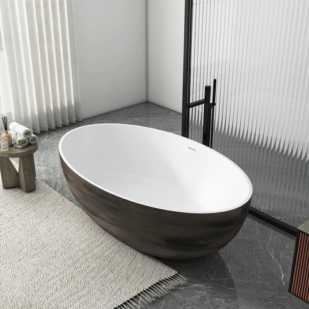 67 Inch Freestanding Solid Surface Soaking Bathtub for Bathroom