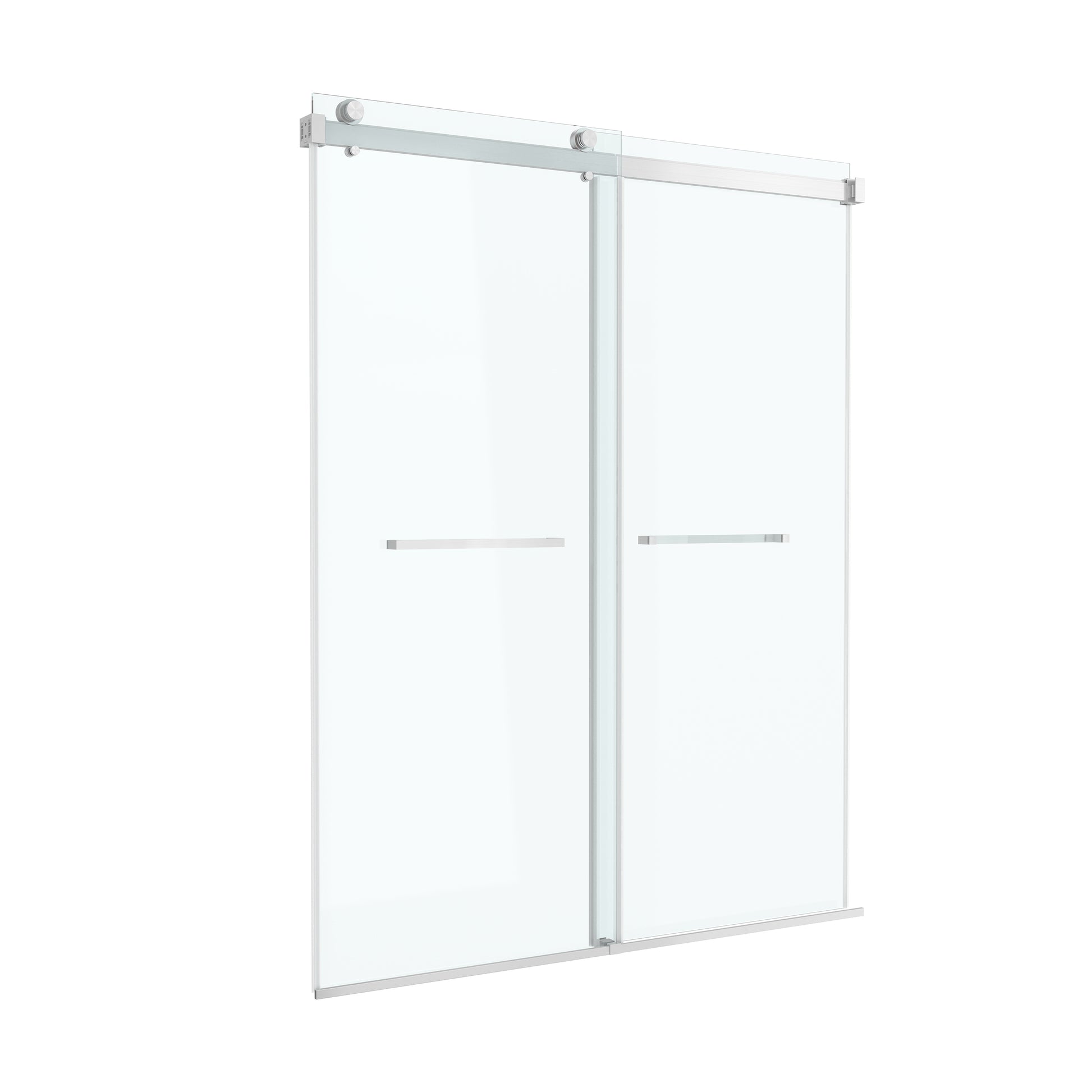 60"x76" Frameless Sliding Shower Door with Soft Close and Clear Tempered Glass