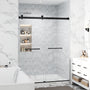 48"x76" Adjustable Frameless Double Sliding Shower Door with Towel Bars
