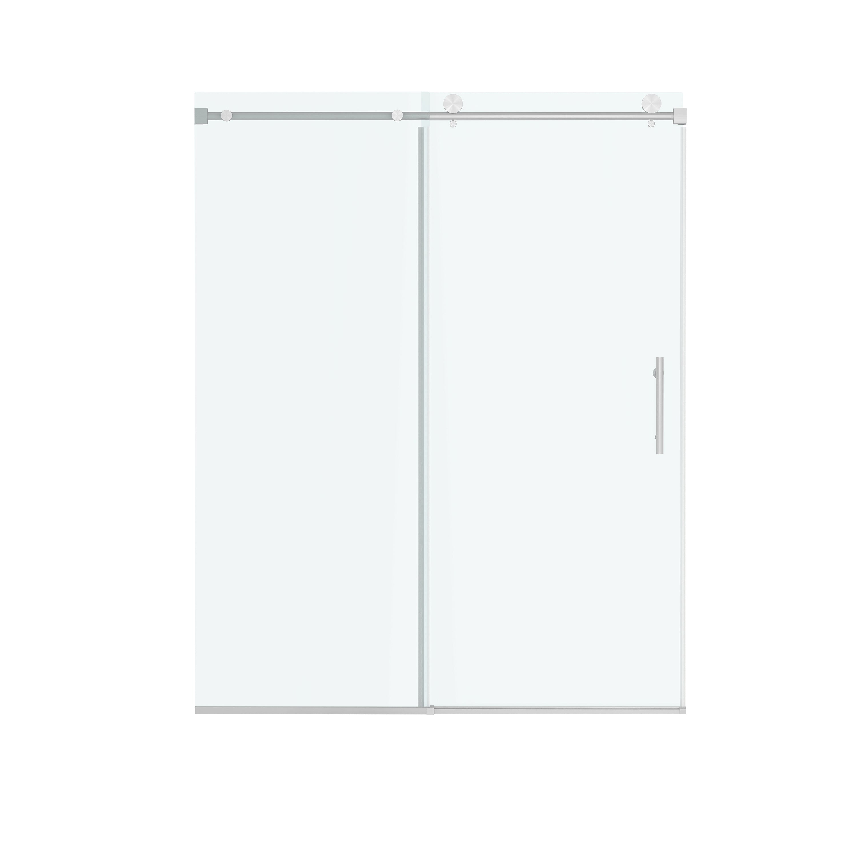 48"x76" Frameless Sliding Shower Door with Soft Close and Clear Tempered Glass