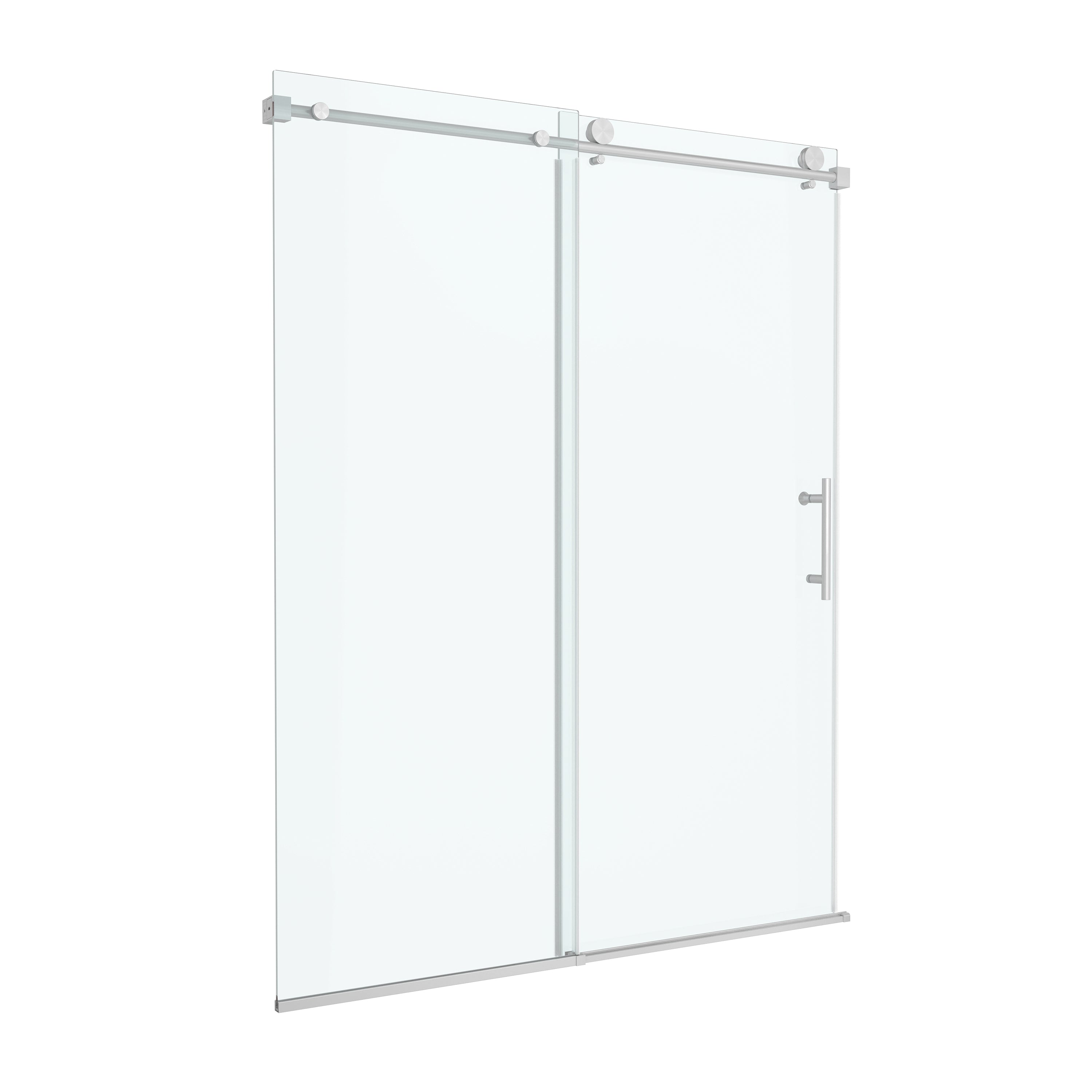 48"x76" Frameless Sliding Shower Door with Soft Close and Clear Tempered Glass
