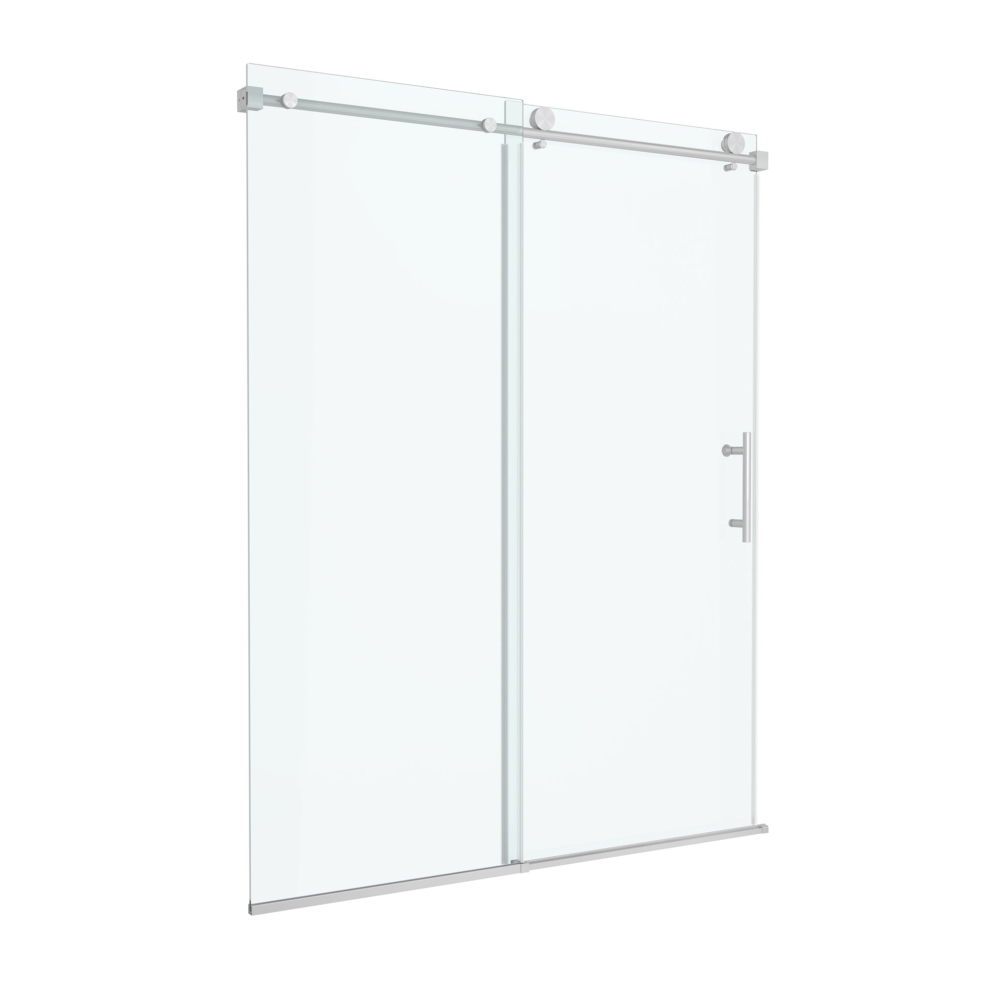 48"x76" Frameless Sliding Shower Door with Soft Close and Clear Tempered Glass