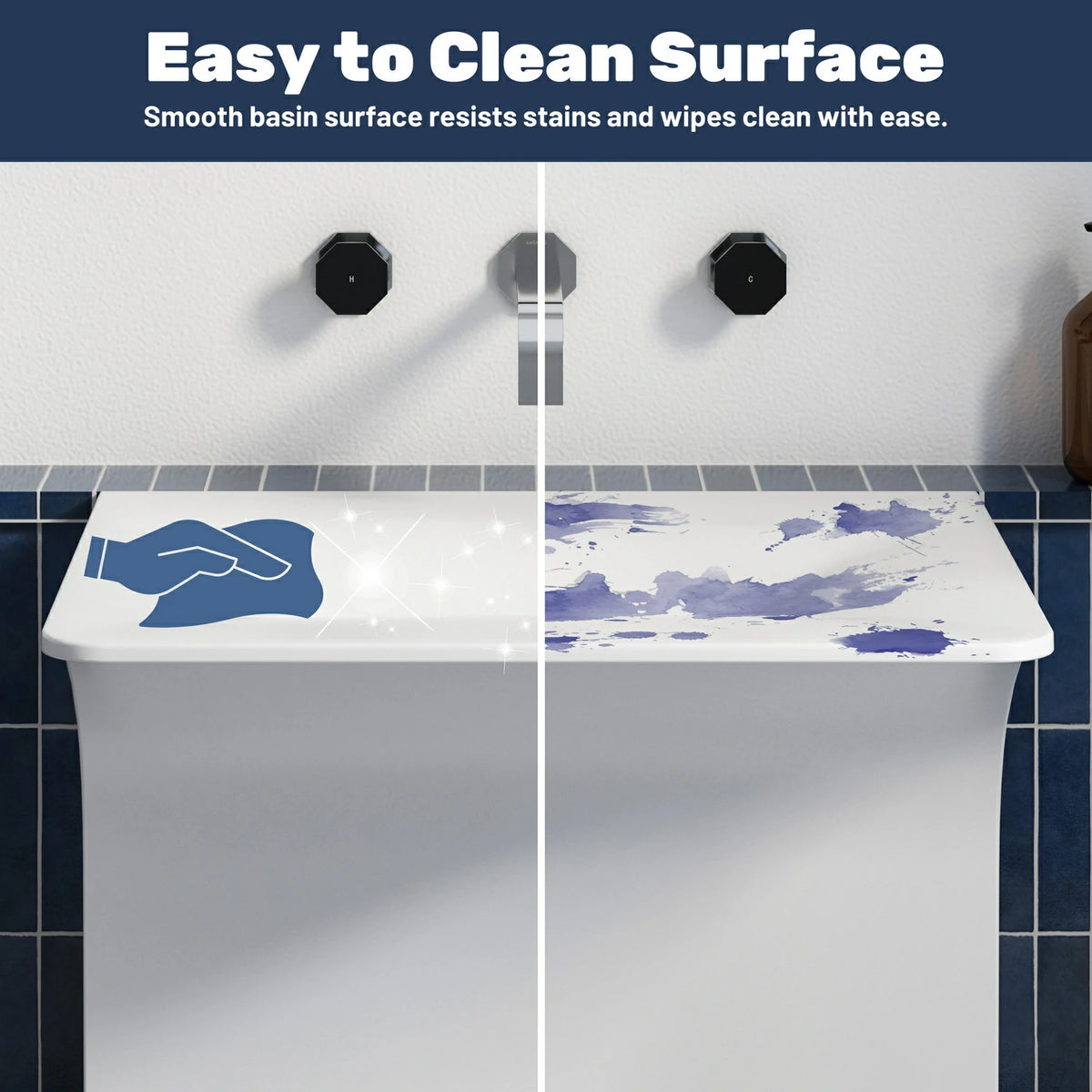 Architectural Matte White Solid Surface Wall-Mounted Pedestal Sink