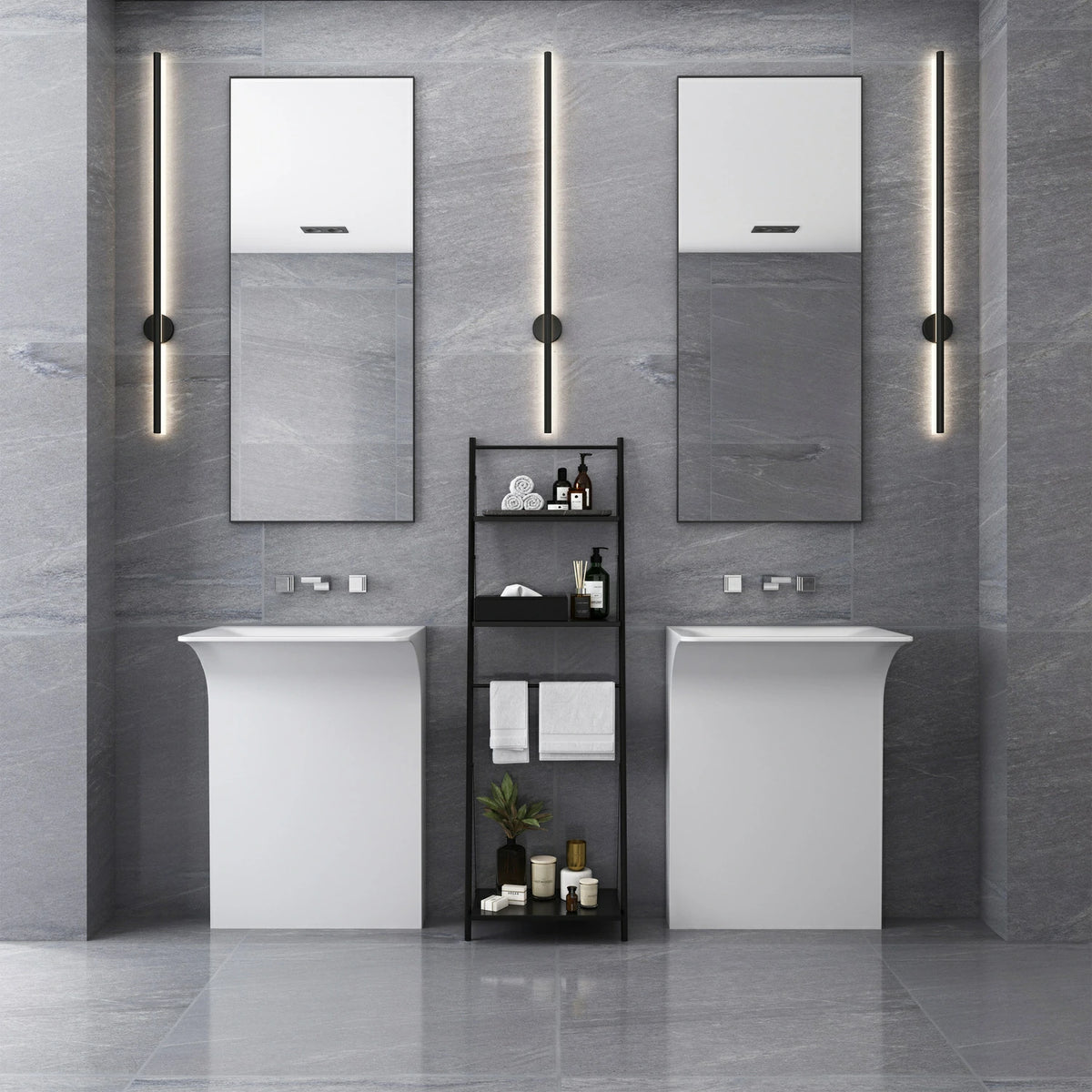 Architectural Matte White Solid Surface Wall-Mounted Pedestal Sink
