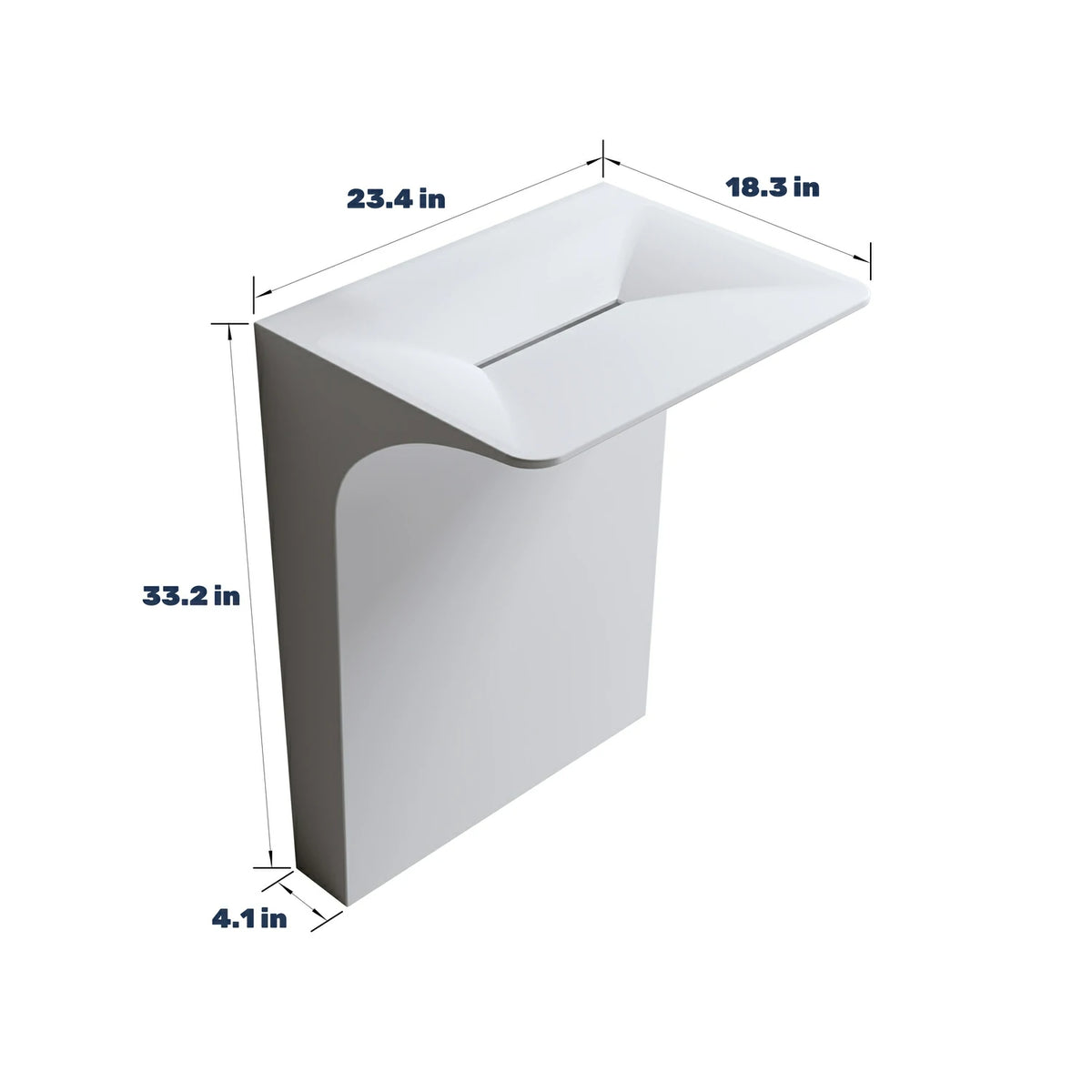 Architectural Matte White Solid Surface Wall-Mounted Pedestal Sink