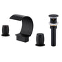 Arc Waterfall Spout Bathroom Faucet with Dual Temperature Control Handles