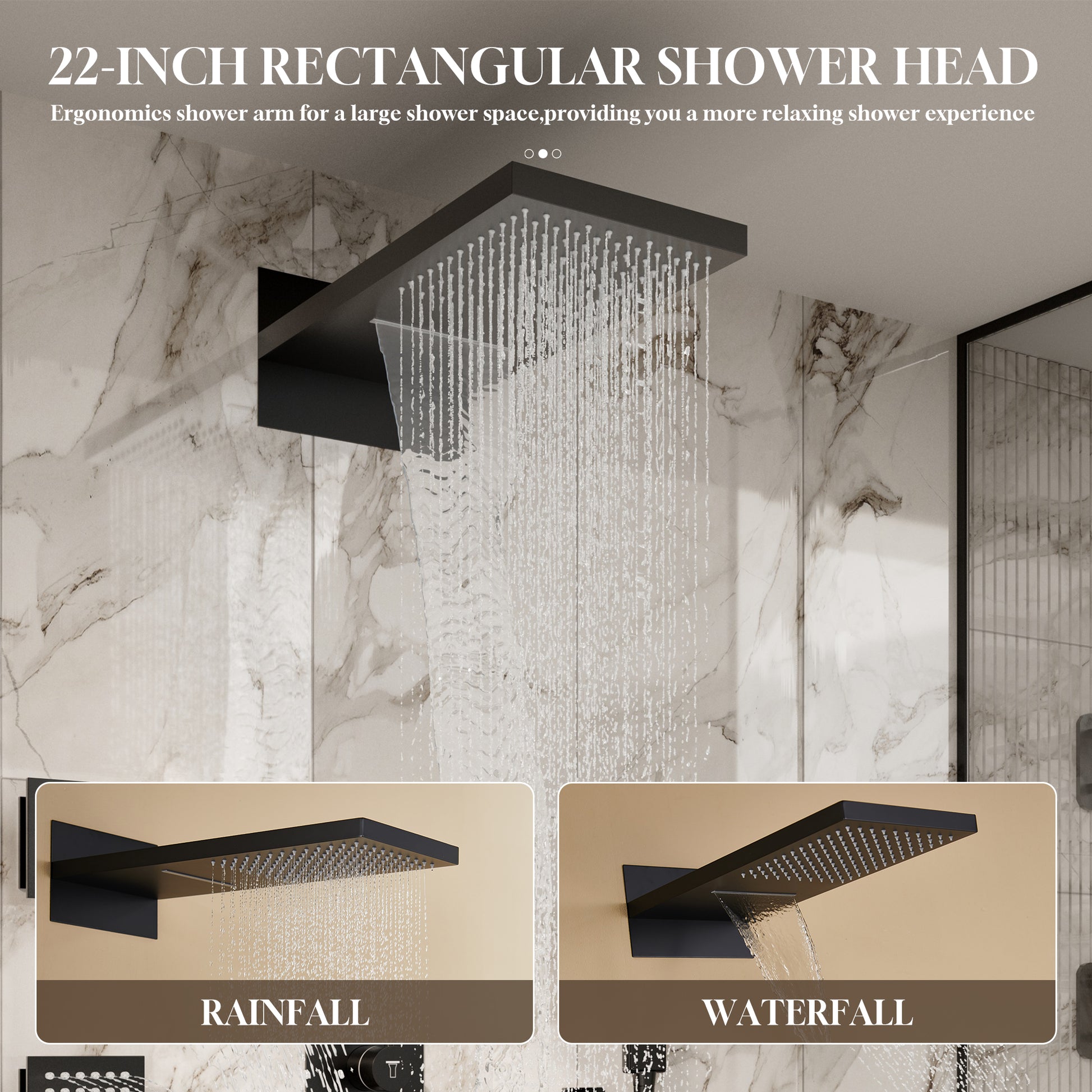 22" Luxury Thermostatic Shower System with Digital Temperature Display