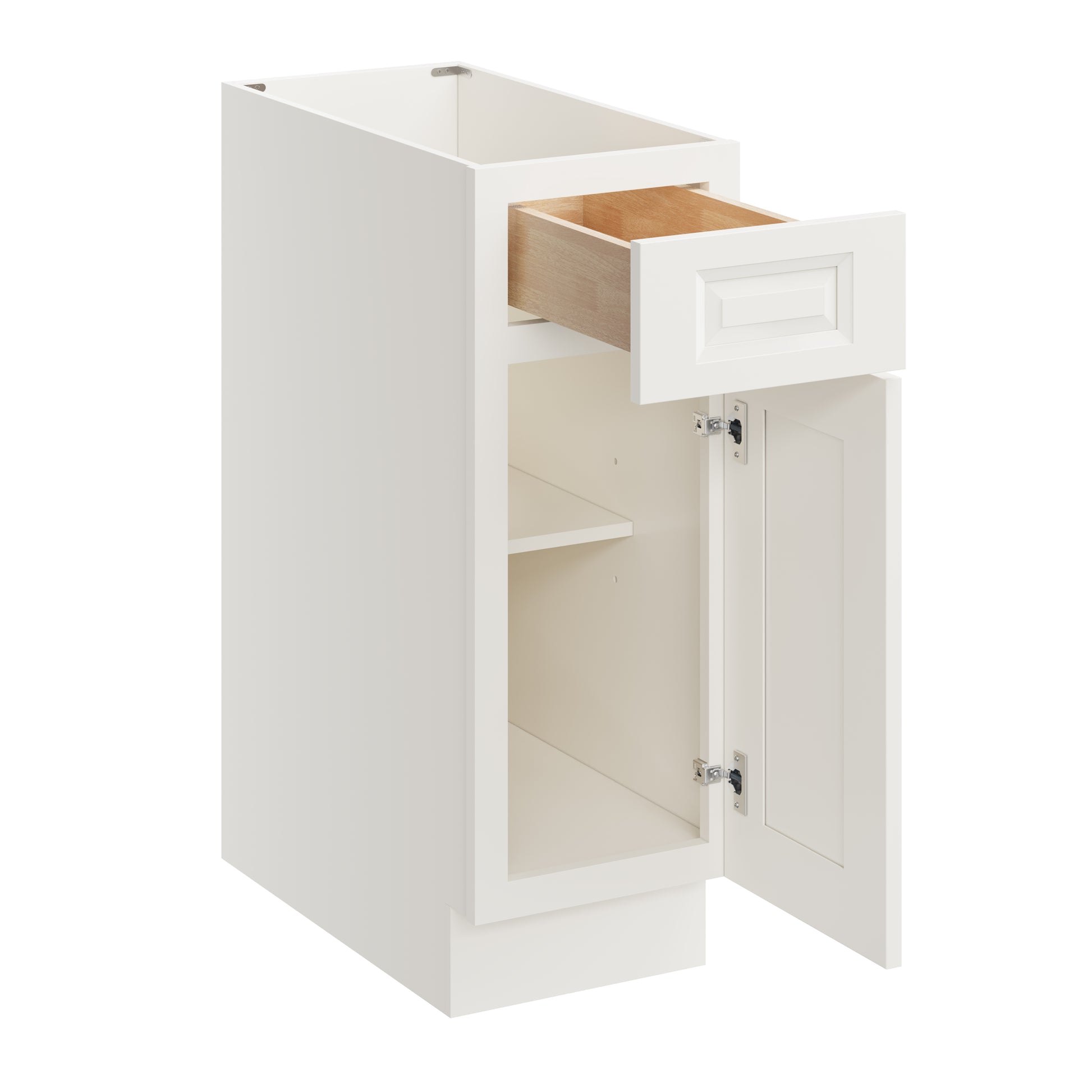 Glacier White RTA 12"W x 24"D x 34.5"H Base Cabinet with 1 Drawer and 1 Door