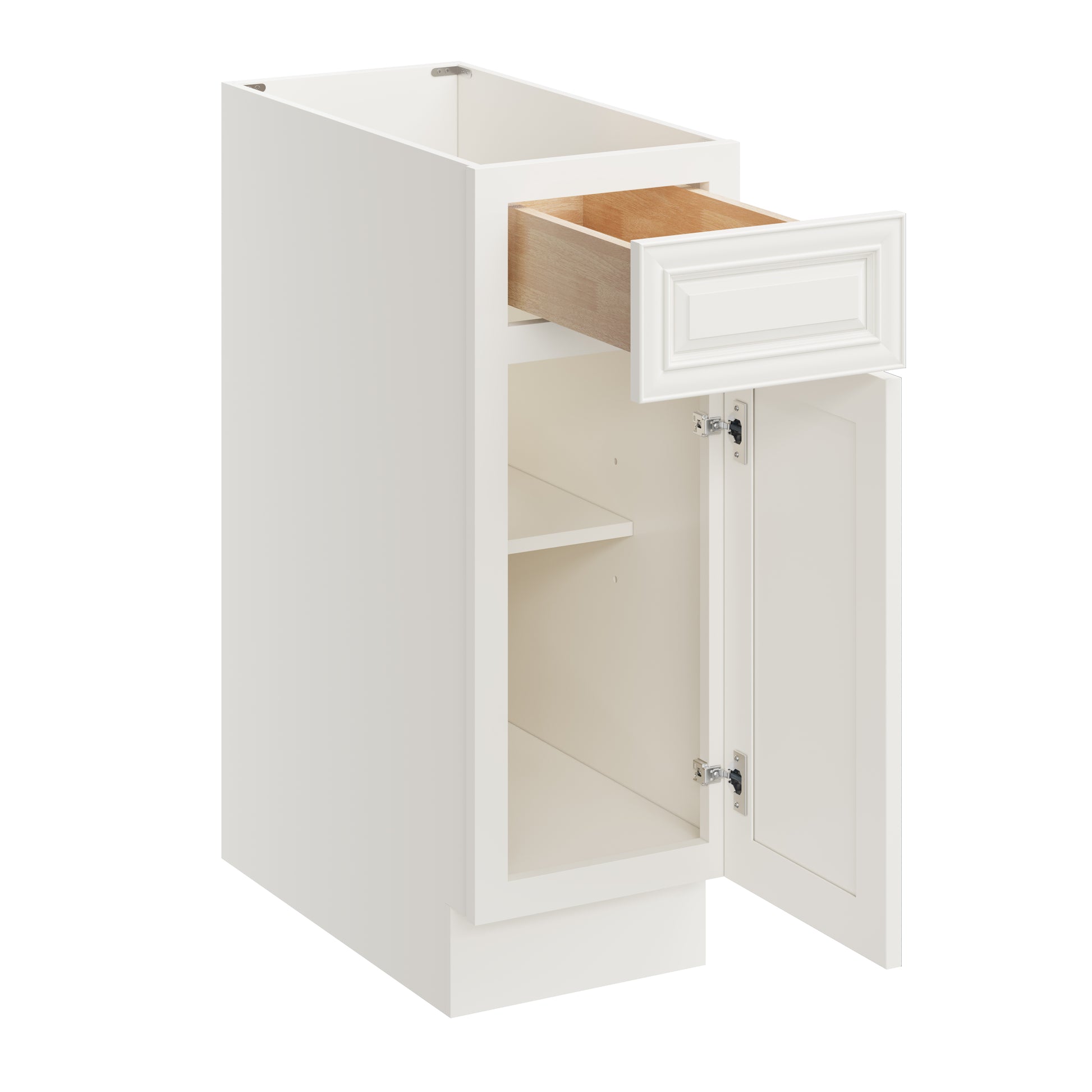 Pearl White RTA 12"W x 24"D x 34.5"H Base Cabinet with 1 Drawer and 1 Door