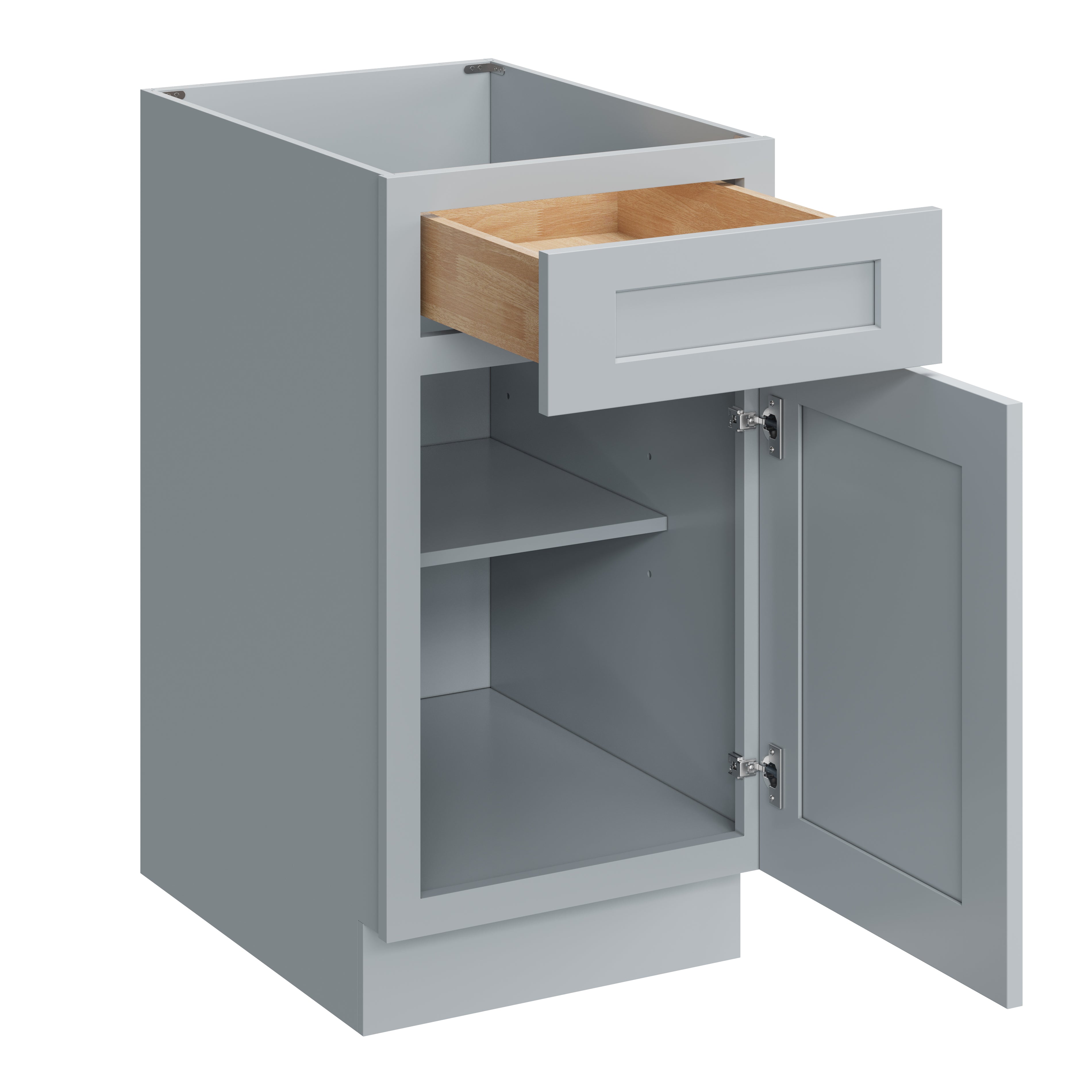 Dove Grey RTA 18"W x 24"D x 34.5"H Base Cabinet with 1 Drawer and 1 Door
