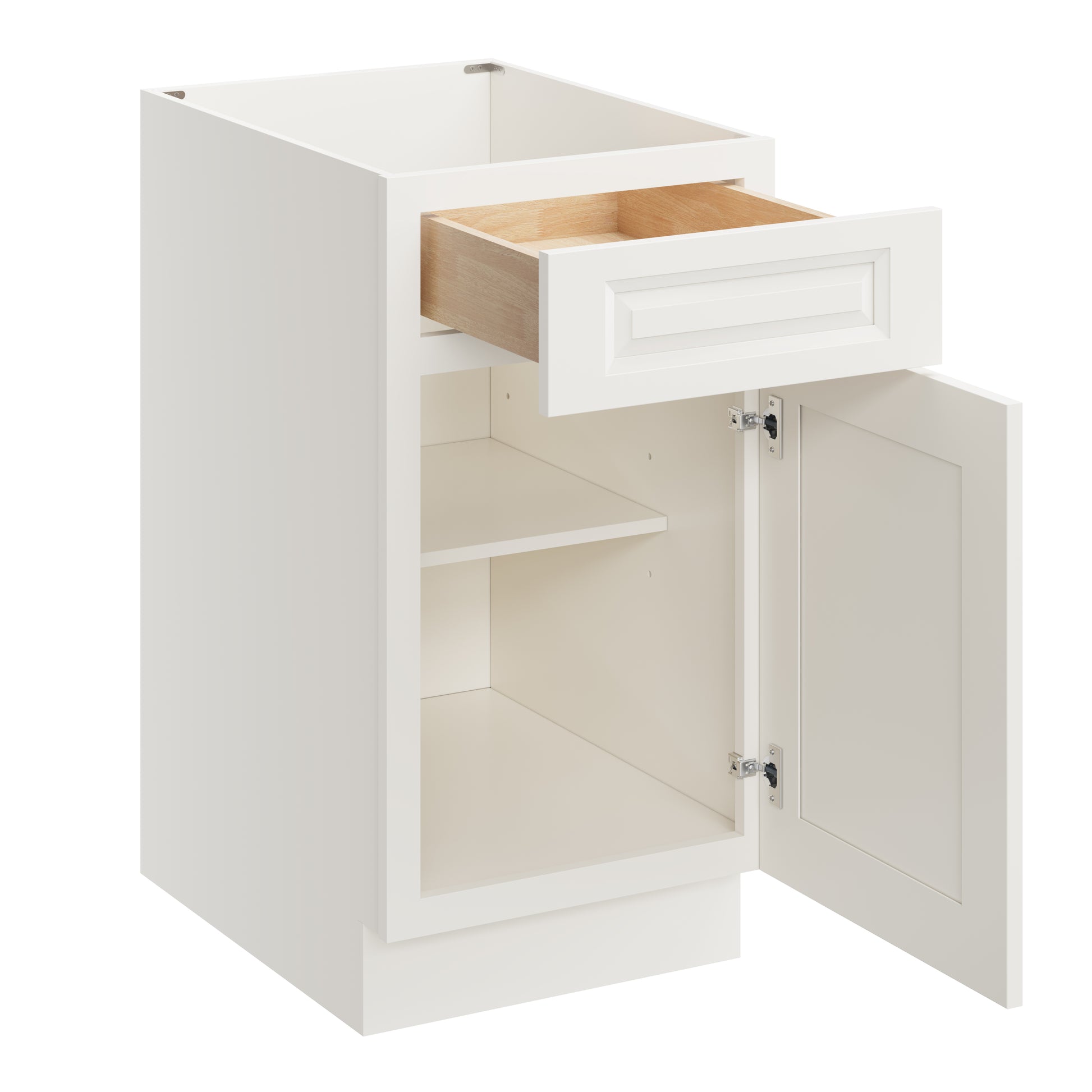 Glacier White RTA 18"W x 24"D x 34.5"H Base Cabinet with 1 Drawer and 1 Door