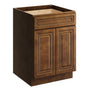 Dark Caramel RTA 24"W x 24"D x 34.5"H Base Cabinet with 1 Drawer and 2 Doors