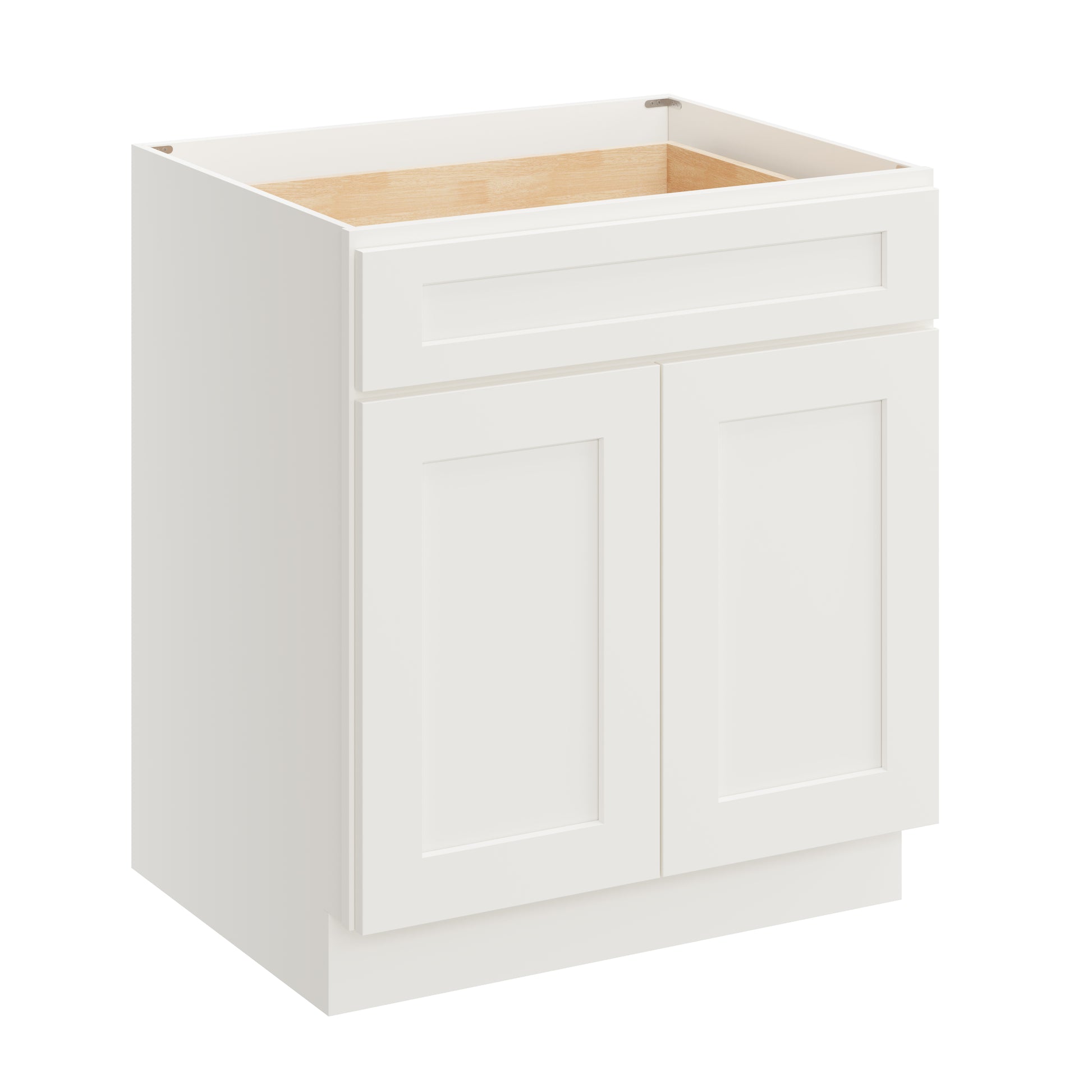 White Shaker RTA 30"W x 24"D x 34.5"H Base Cabinet with 1 Drawer and 2 Doors