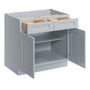 Dove Grey RTA 36"W x 24"D x 34.5"H Base Cabinet with 2 Drawers and 2 Doors