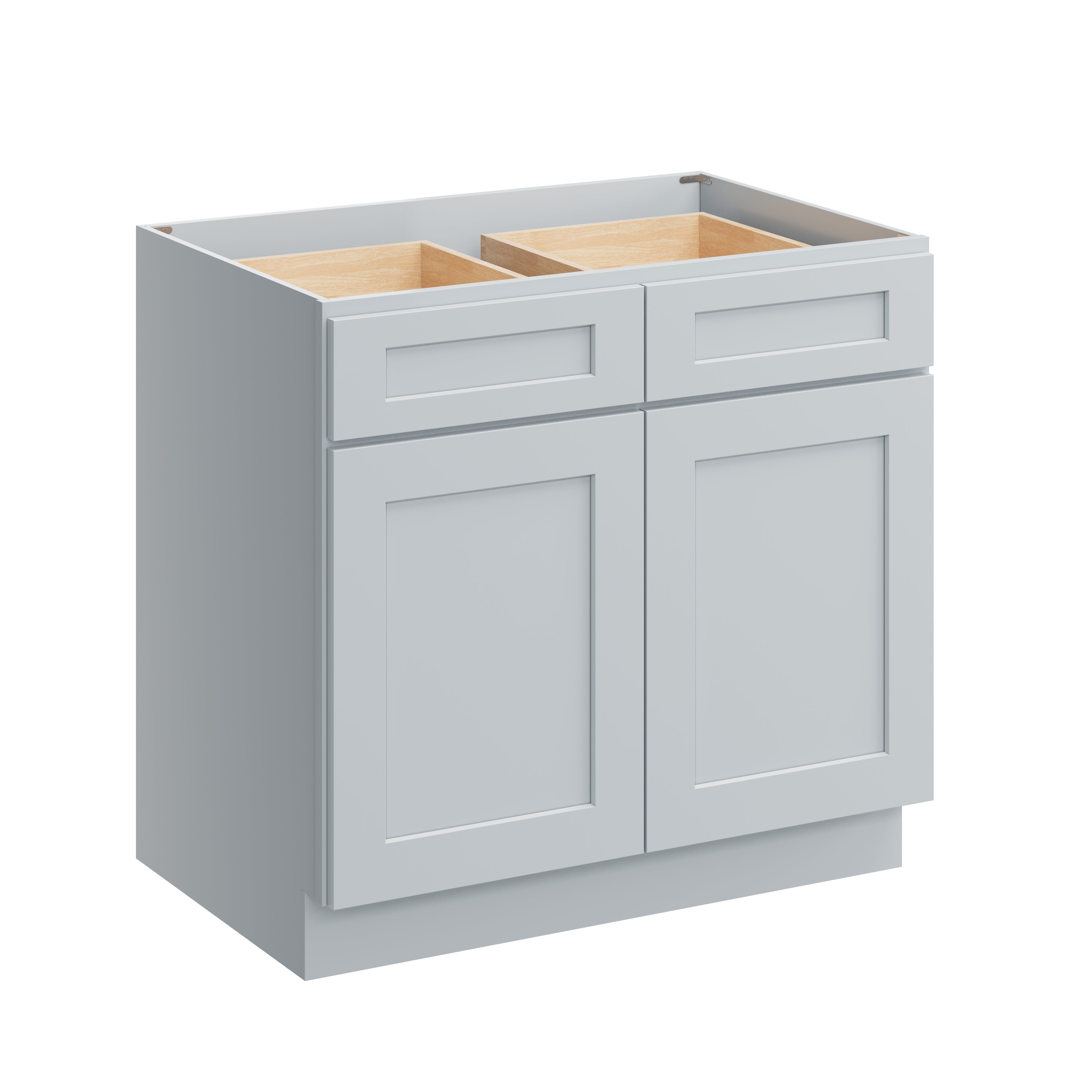 Dove Grey RTA 36"W x 24"D x 34.5"H Base Cabinet with 2 Drawers and 2 Doors