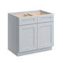 Dove Grey RTA 36"W x 24"D x 34.5"H Base Cabinet with 2 Drawers and 2 Doors