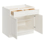 Pearl White RTA 36"W x 24"D x 34.5"H Base Cabinet with 2 Drawers and 2 Doors