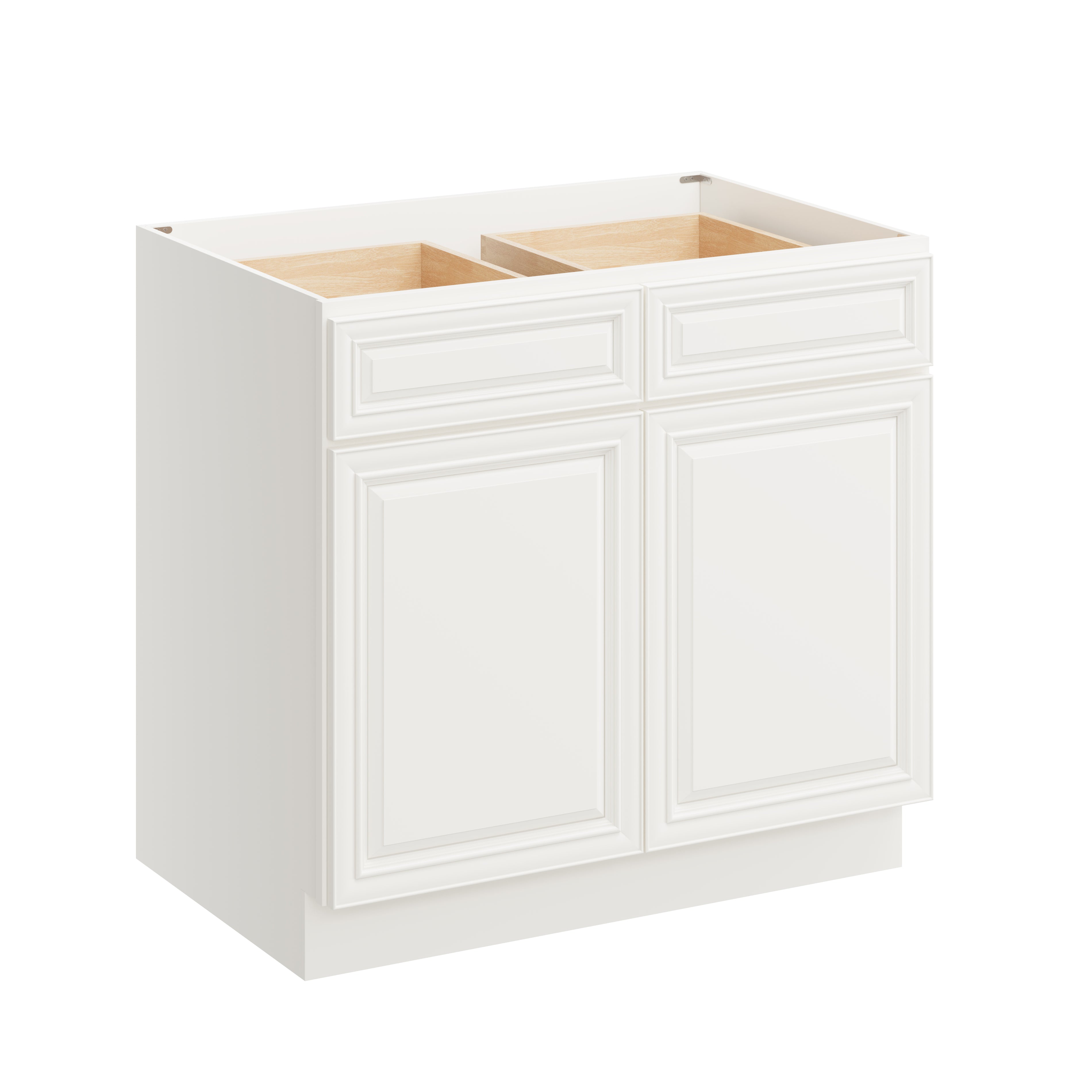 Pearl White RTA 36"W x 24"D x 34.5"H Base Cabinet with 2 Drawers and 2 Doors