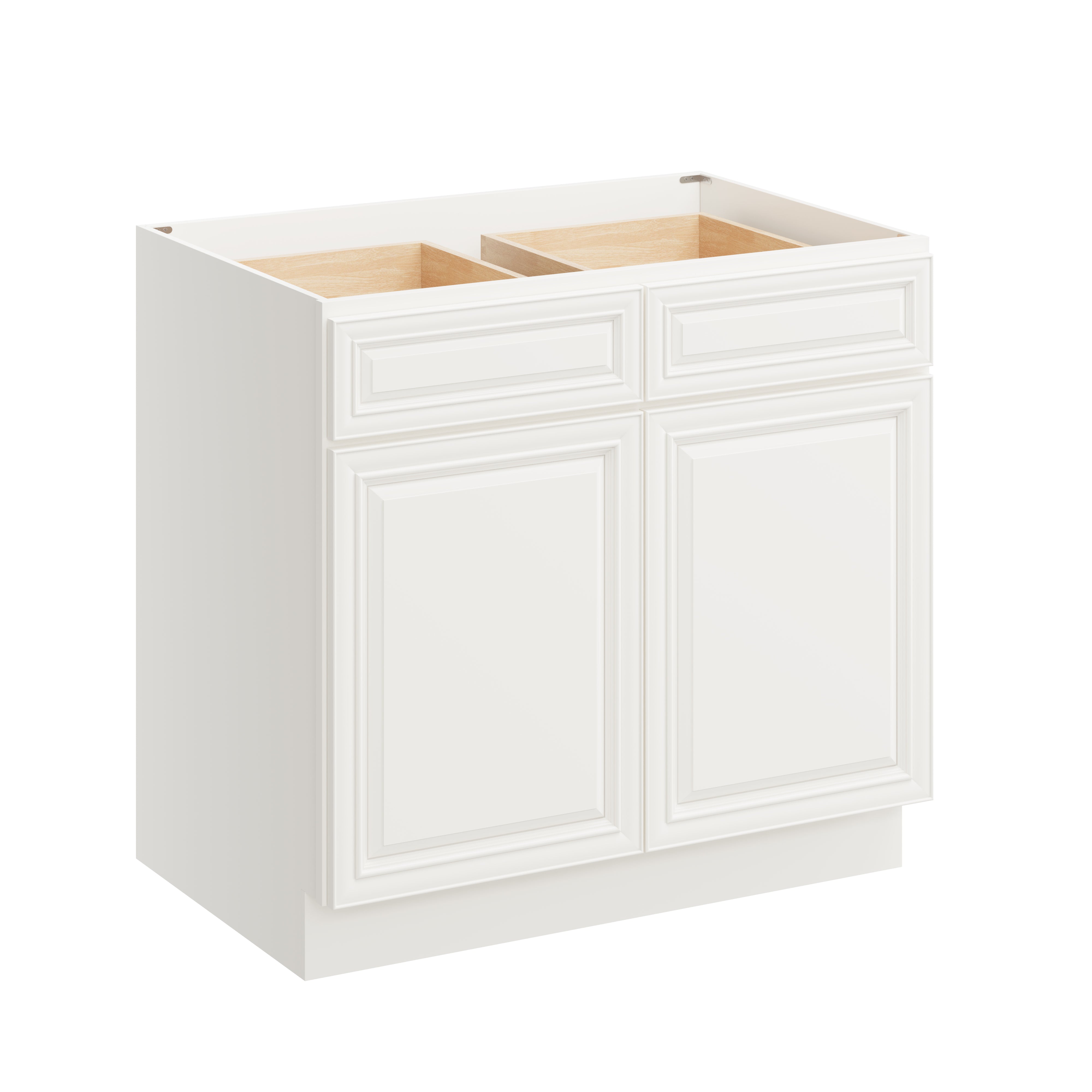 Pearl White RTA 36"W x 24"D x 34.5"H Base Cabinet with 2 Drawers and 2 Doors