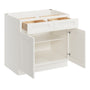 White Shaker RTA 36"W x 24"D x 34.5"H Base Cabinet with 2 Drawers and 2 Doors