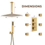 3-Function Ceiling-Mounted Thermostatic Shower System with 6 Body Jets