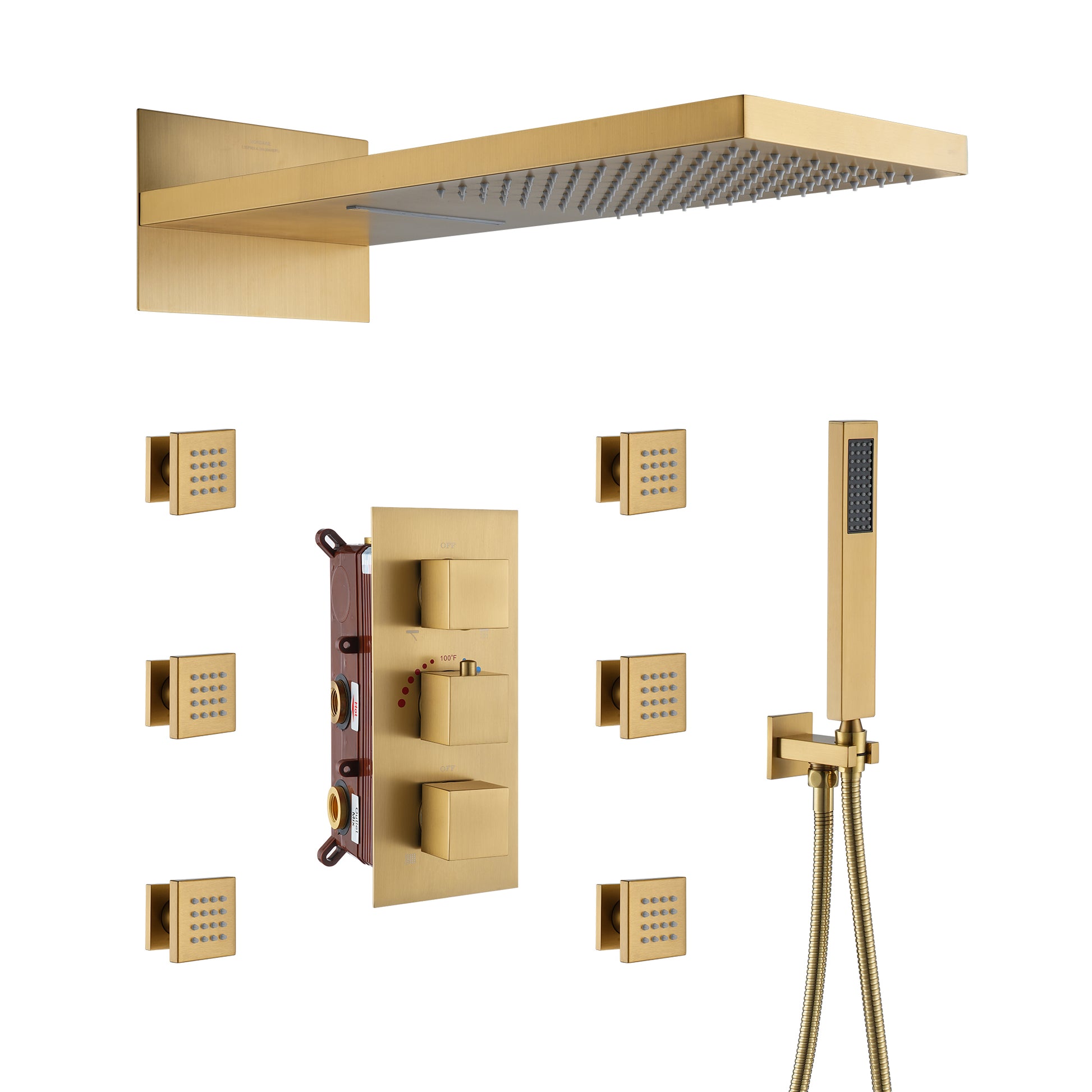 Luxury 4-Function Thermostatic Shower System with Rainfall & Body Jets