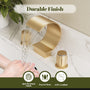 Arc Waterfall Spout Bathroom Faucet with Dual Temperature Control Handles