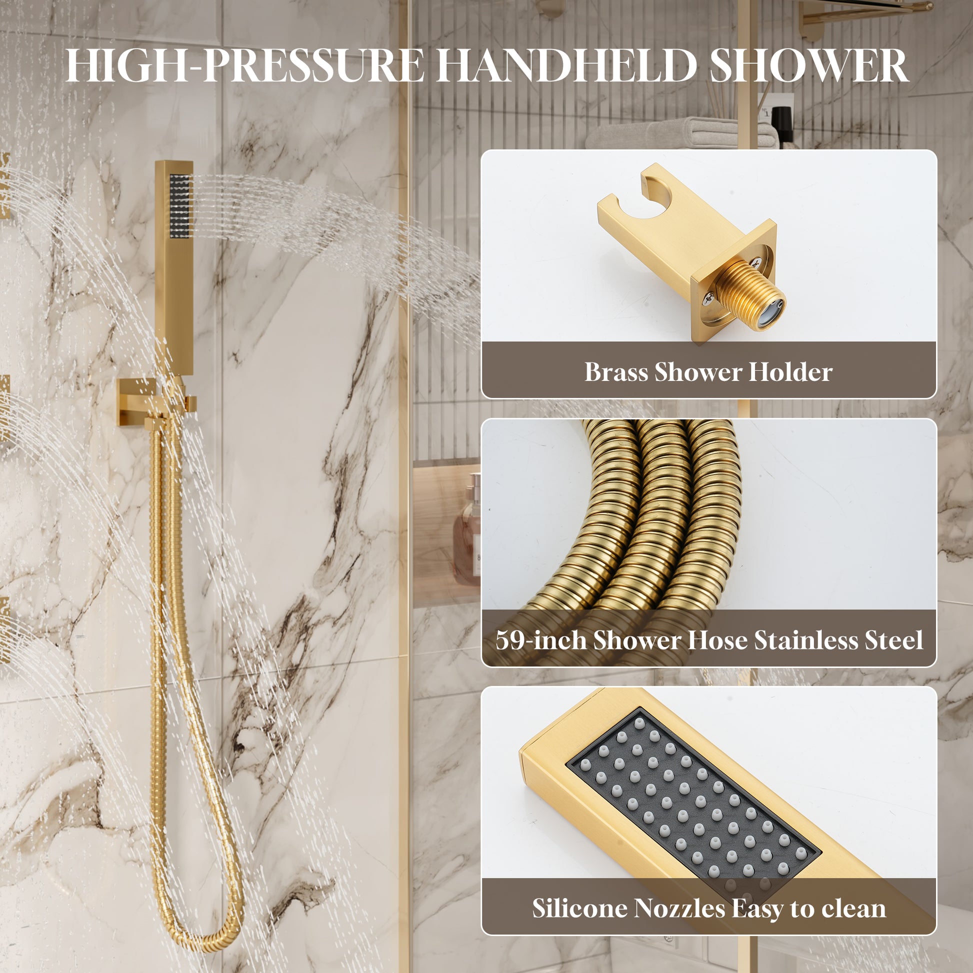 Luxury 4-Function Thermostatic Shower System with Rainfall & Body Jets
