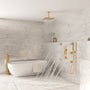3-Function Ceiling-Mounted Thermostatic Shower System with 6 Body Jets