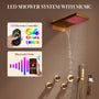 22" Wall-Mount Thermostatic Shower System with 64-Color LED & Built-In Music
