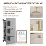 3-Function Ceiling-Mounted Thermostatic Shower System with 6 Body Jets