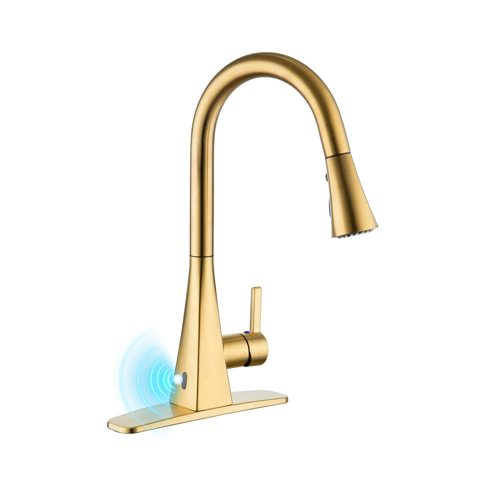 Touchless Dual-Sensor Pull-Down Kitchen Faucet with Modern Design