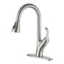 Stainless Steel Single Handle Pull Down Sprayer Kitchen Faucet with 3-Spray Patterns and Deck Plate