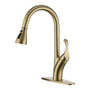 Stainless Steel Single Handle Pull Down Sprayer Kitchen Faucet with 3-Spray Patterns and Deck Plate