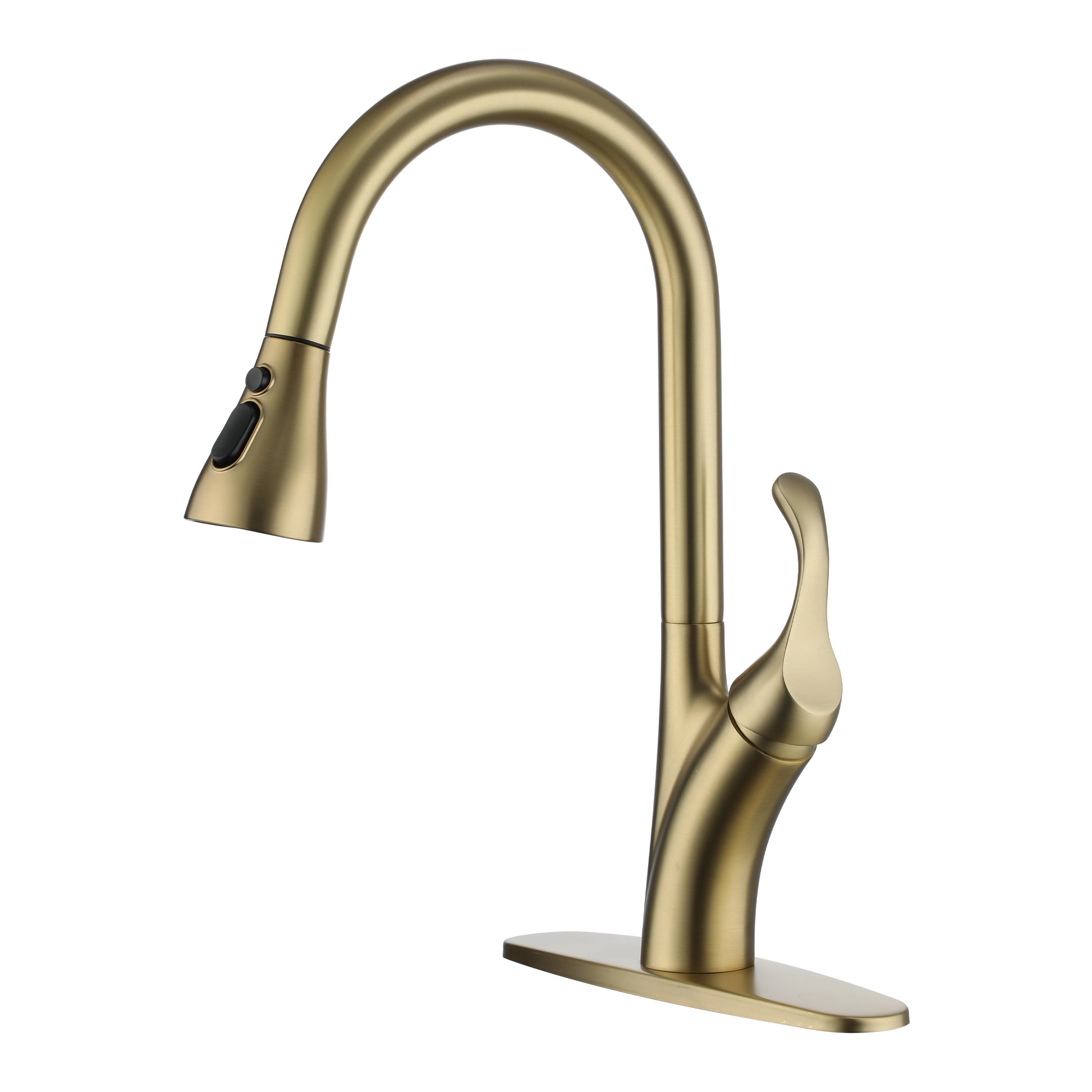 Stainless Steel Single Handle Pull Down Sprayer Kitchen Faucet with 3-Spray Patterns and Deck Plate