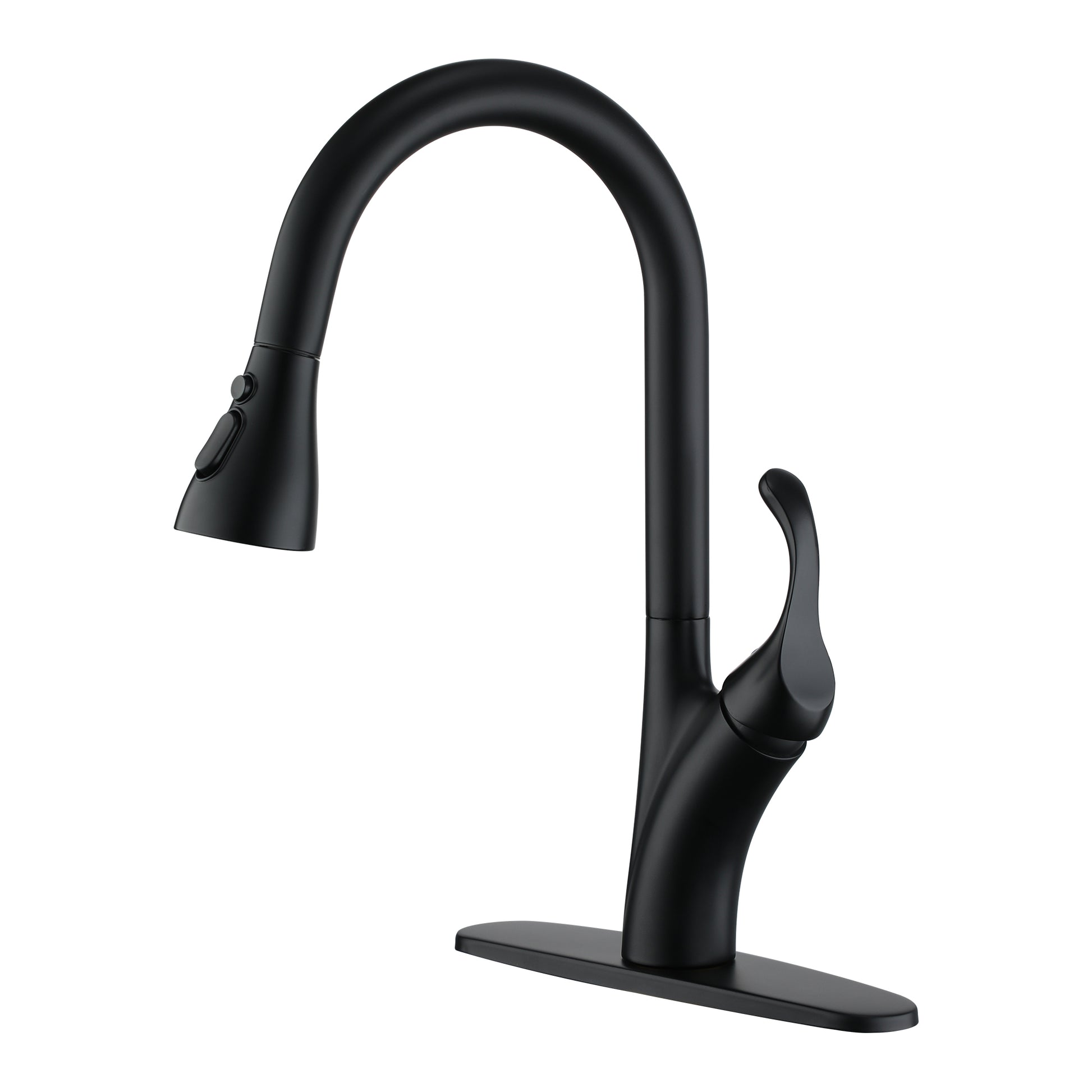 Stainless Steel Single Handle Pull Down Sprayer Kitchen Faucet with 3-Spray Patterns and Deck Plate