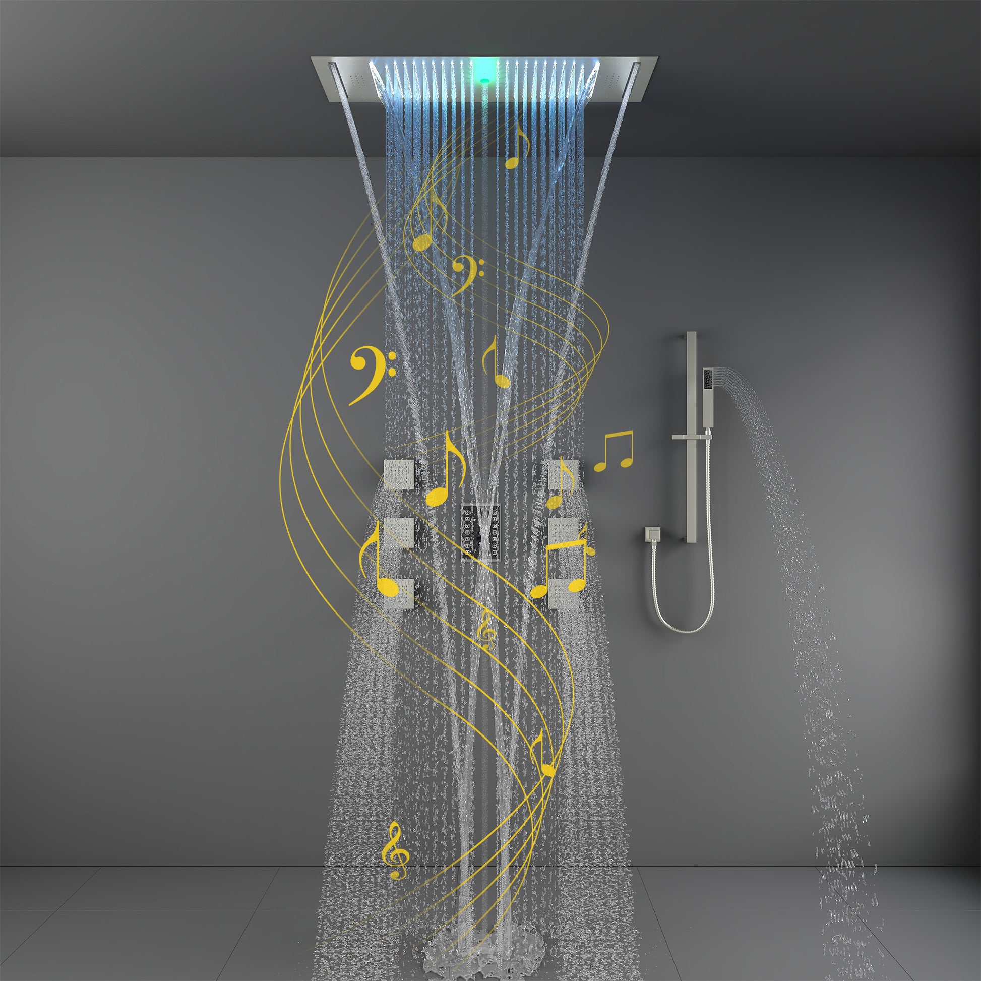 35" x 12" 6-Function Thermostatic Shower System with Digital Touch Screen & LED Lights