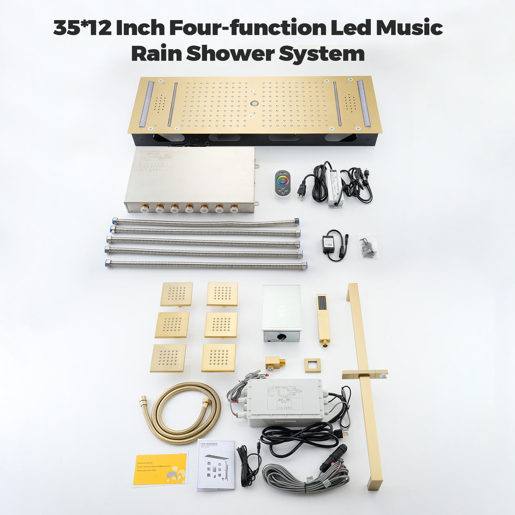 35" x 12" 6-Function Thermostatic Shower System with Digital Touch Screen & LED Lights